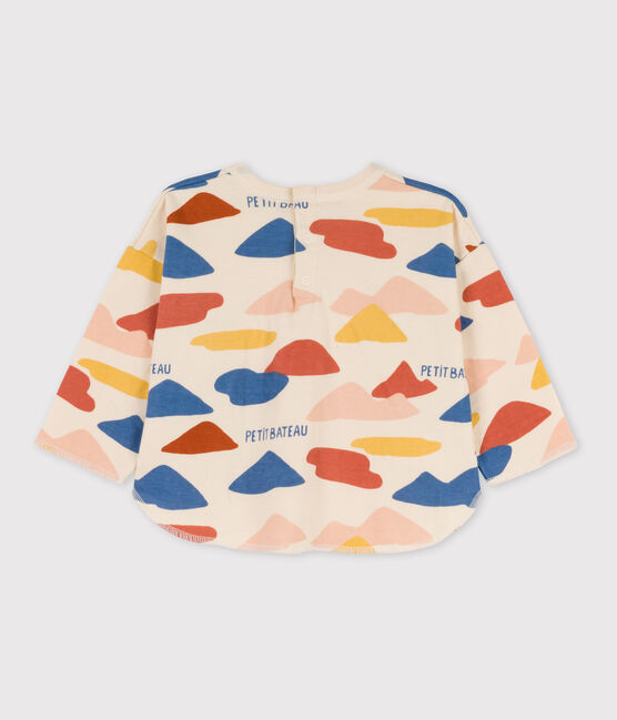 Langärmeliges bedrucktes Baby-T-Shirtaus Doppeljersey weiss AVALANCHE/ MULTICO