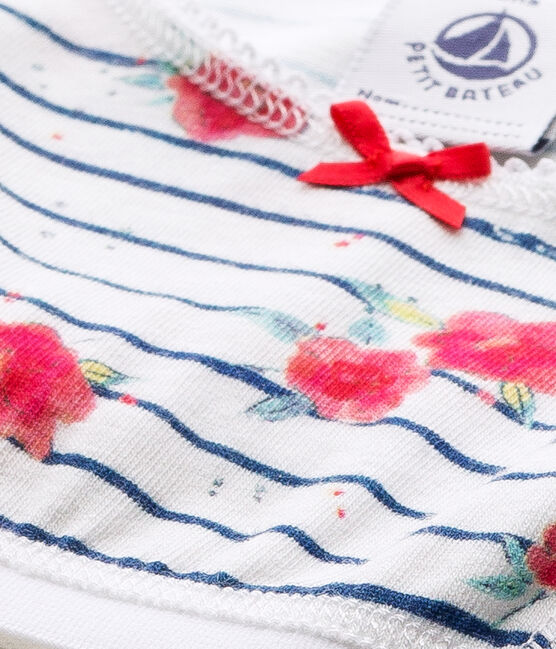 Bedrucktes Mädchen-Bustier aus Stretch-Jersey weiss ECUME/blau MAJOR/ MULTICO