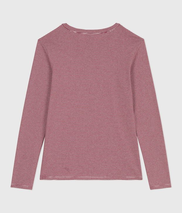 Lang&auml;rmeliges Damen-T-Shirt L&rsquo;Iconique aus Baumwolle rot/weiss
