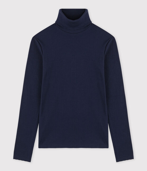 Klassischer Unterziehpullover mit Mäusezähnchen-Details aus Baumwolle für Damen blau SMOKING
