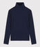 Klassischer Unterziehpullover mit Mäusezähnchen-Details aus Baumwolle für Damen blau SMOKING