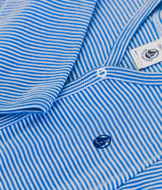 Gestreifter Baby-Strampler aus Baumwolle blau/weiss