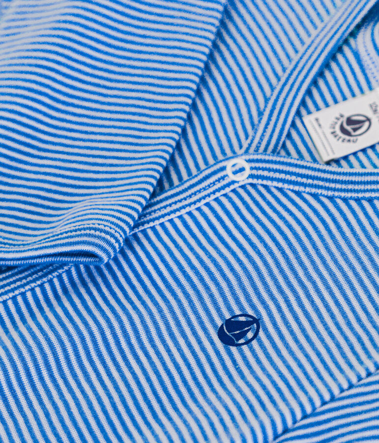 Gestreifter Baby-Strampler aus Baumwolle blau/weiss