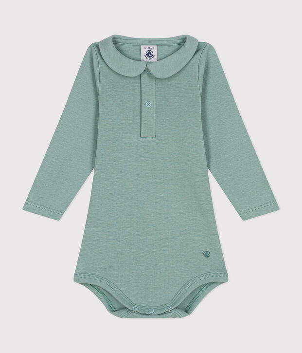 Lang&auml;rmeliger Body mit Kragen aus Baumwolle f&uuml;r Babys gr&uuml;n