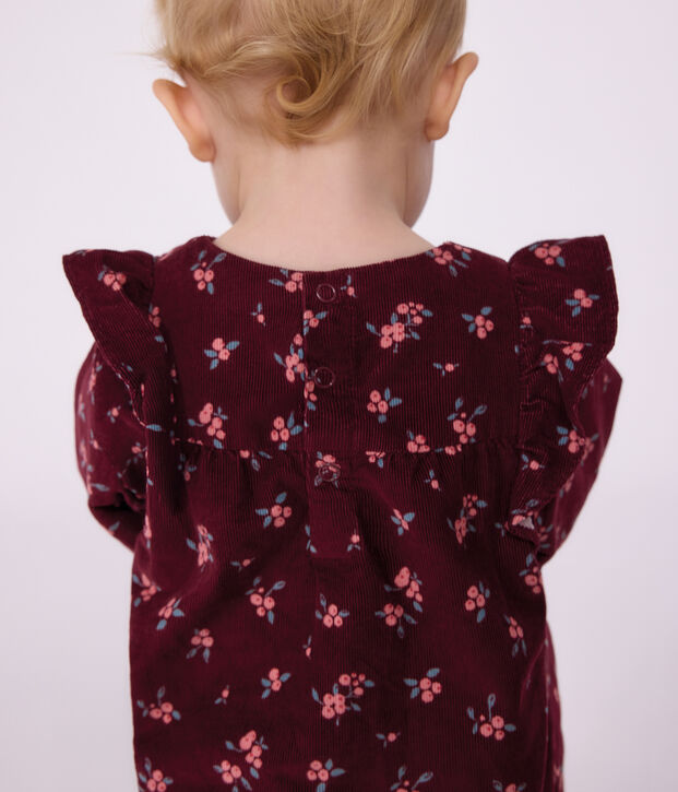 Lang&auml;rmelige Baby-Bluse aus Feincord mit Blumenmuster rot/vielfarbig