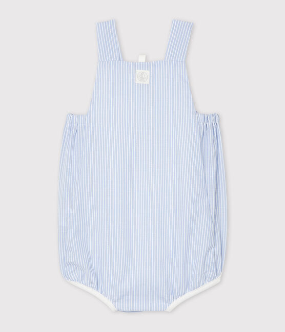 Gestreifter Baby-Spieler aus Popeline weiss MARSHMALLOW/weiss MULTICO