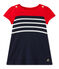 Gestreiftes Baby-Mädchen-Kleid blau SMOKING/weiss MULTICO