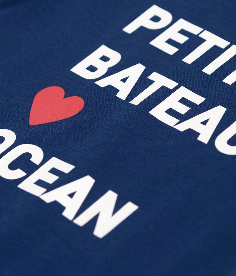 Kurz&auml;rmeliges Unisex Kinder-T-Shirt aus bedruckter Baumwolle blau