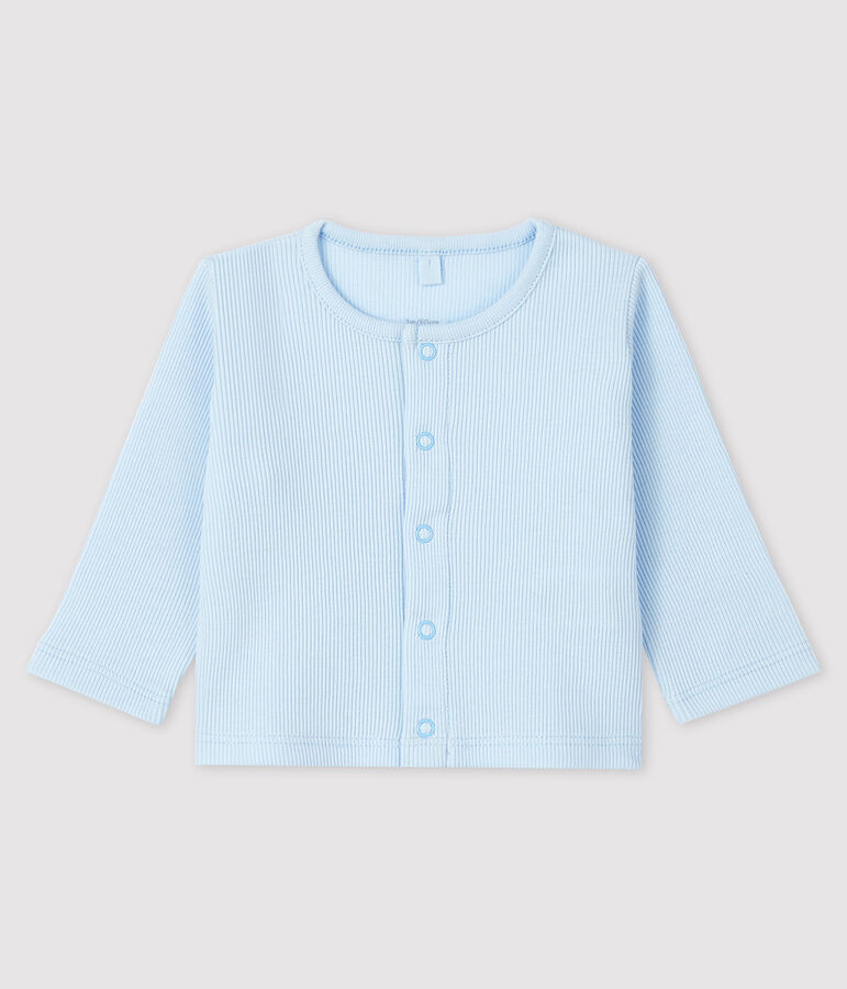Baby-Cardigan aus 2x2-Rippstrick aus Bio-Baumwolle blau FRAICHEUR