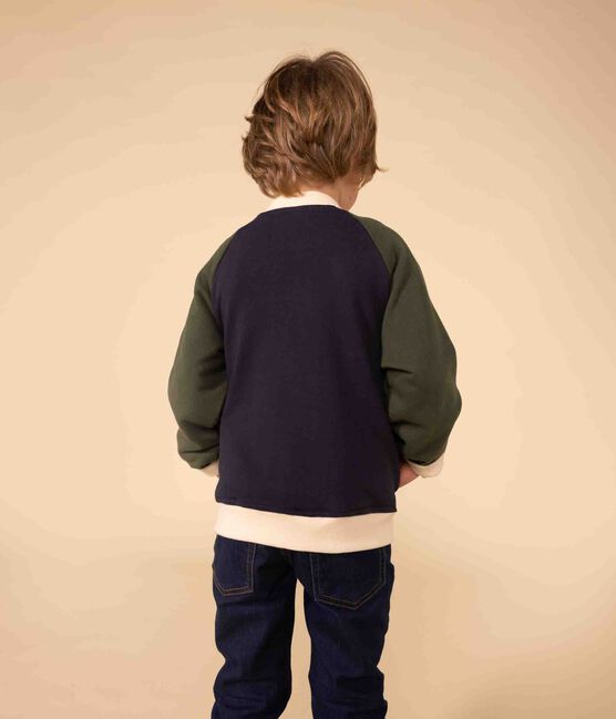 Kinder College-Jacke aus Molton für Jungen blau SMOKING/weiss MULTICO