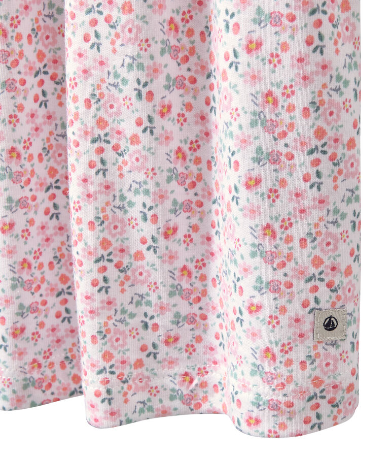 Bedrucktes gesmoktes M&auml;dchen-Nachthemd weiss/vielfarbig