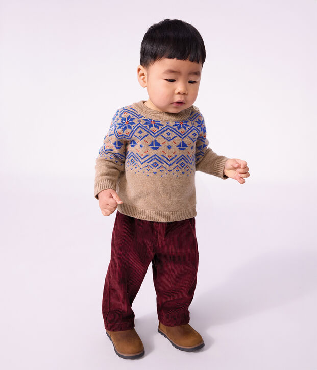 Baby-Hose aus einfarbigem Feincord TRUFFE