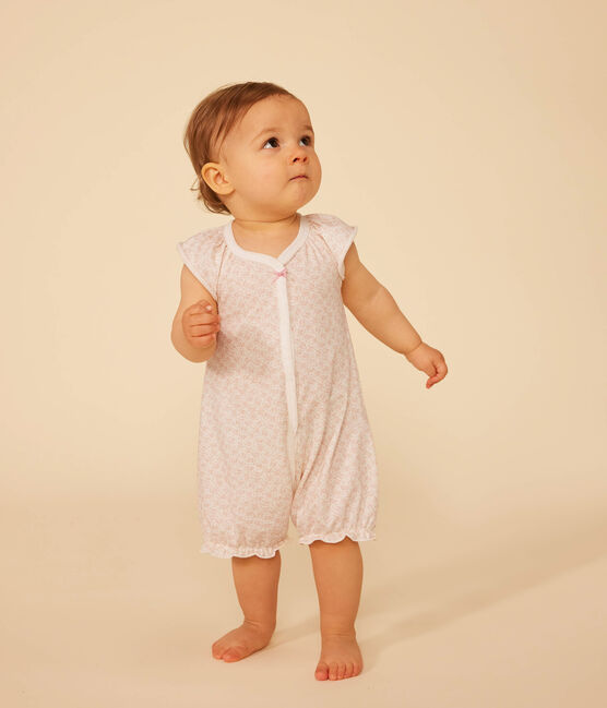 Kurzer Baby-Overall aus Baumwolle mit Blumenmotiv MARSHMALLOW/ PANTY