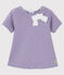 Kurzärmelige Baby-Bluse für Mädchen violett REAL/weiss MARSHMALLOW
