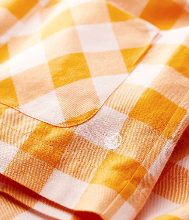 Baby-Kleid aus Flanell f&uuml;r M&auml;dchen gelb/rosa