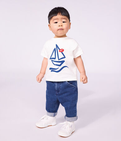 Kurz&auml;rmeliges Baby-T-Shirt aus einfarbiger Baumwolle mit Motiv