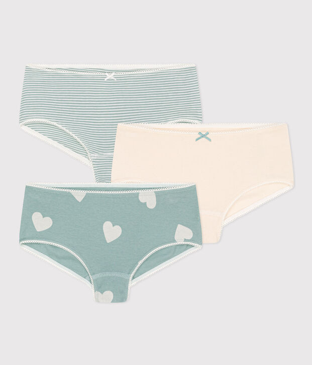 3er-Set Shortys aus Baumwolle mit Herzmotiv f&uuml;r M&auml;dchen vielfarbig
