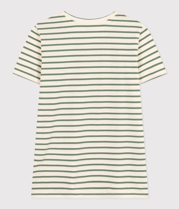 T-Shirt LE DROIT aus Baumwolle mit Rundhalsausschnitt naturfarben/gr&uuml;n