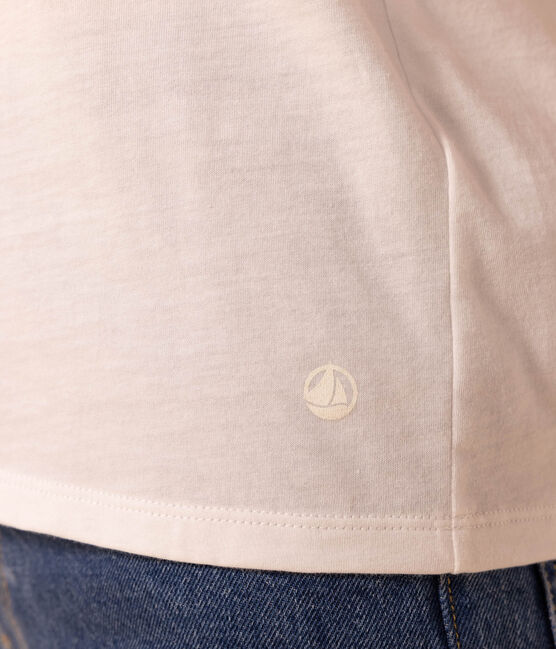 Langärmeliges Damen-T-Shirt "Le Droit" mit Rundhalsausschnitt aus feinem Jersey weiss ECUME