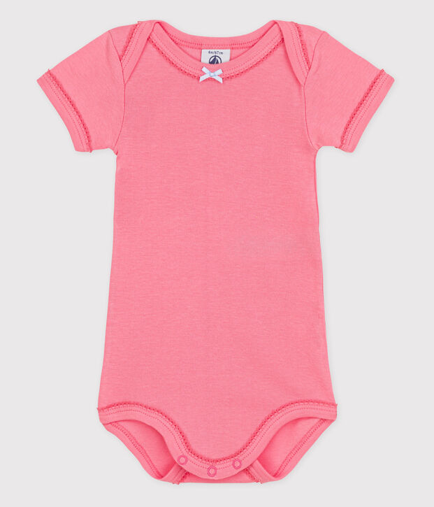 Kurz&auml;rmeliger Baby-Body rosa