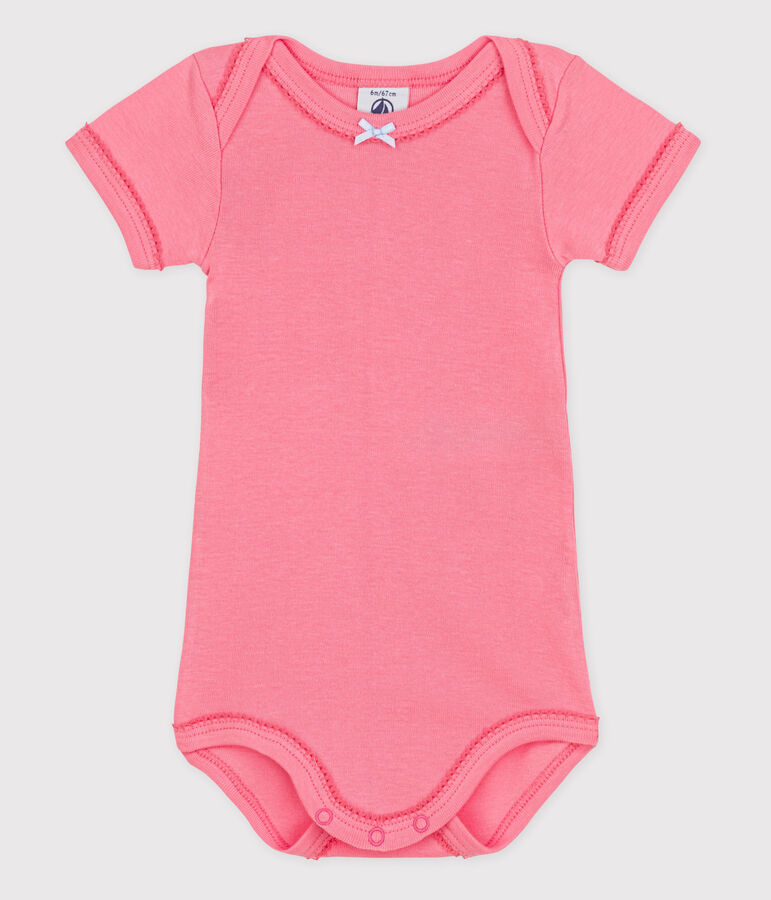 Kurz&auml;rmeliger Baby-Body rosa