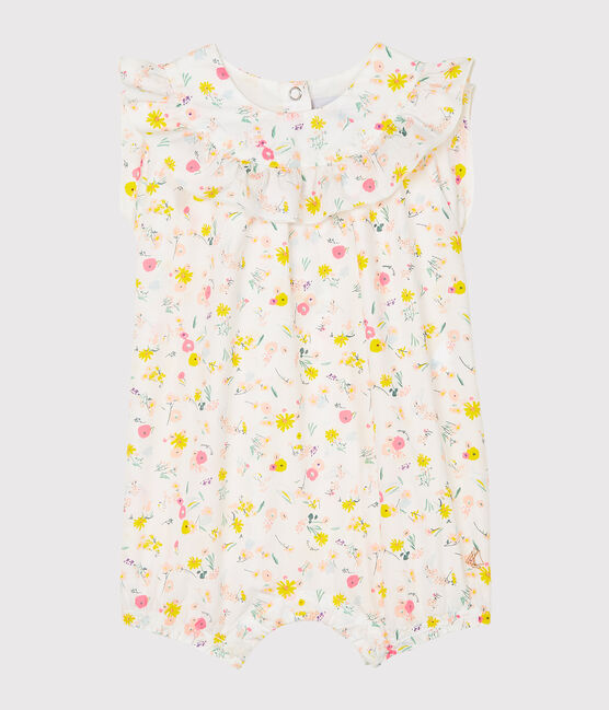 Gemusterter Baby-Spieler für Mädchen weiss MARSHMALLOW/weiss MULTICO