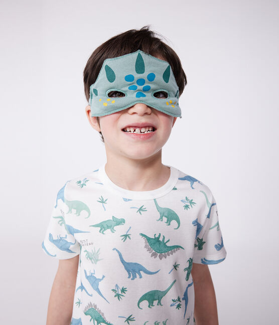 Kinder-Kurzpyjama zum Verkleiden aus Baumwolle mit Dinos weiss MARSHMALLOW/weiss MULTICO