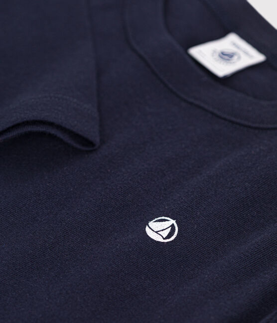Langärmeliges Kinder-T-Shirt aus Rippstrick für Mädchen und Jungen blau SMOKING
