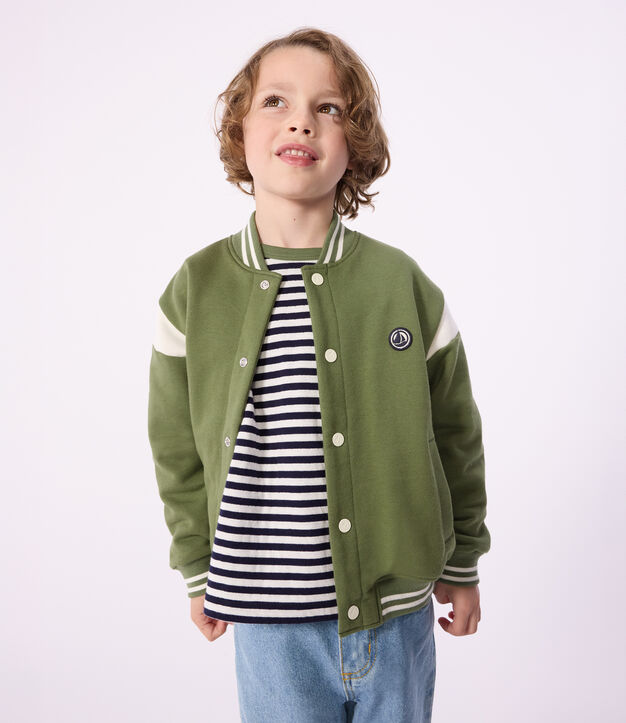 Kinder College-Jacke aus Baumwolle gr&uuml;n/naturfarben