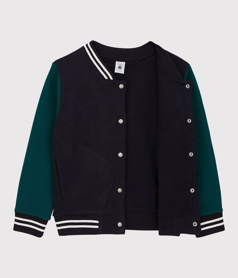 Kinder-Teddyjacke aus Molton f&uuml;r Jungen blau/gr&uuml;n