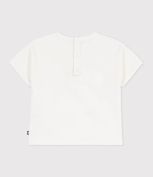 Kurz&auml;rmeliges Baby-T-Shirt aus Baumwolle mit Motiv weiss