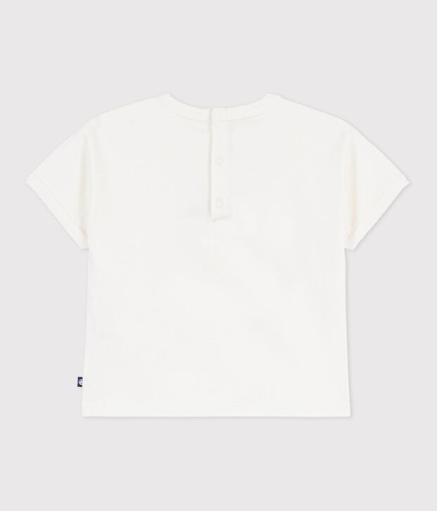 Kurz&auml;rmeliges Baby-T-Shirt aus Baumwolle mit Motiv weiss
