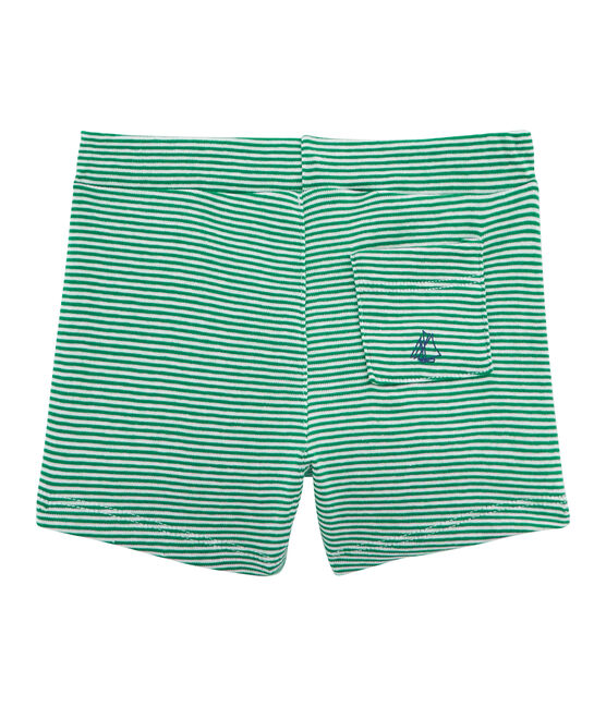 Gestreifte Baby-Shorts für Jungen grün PIVERT/weiss MARSHMALLOW
