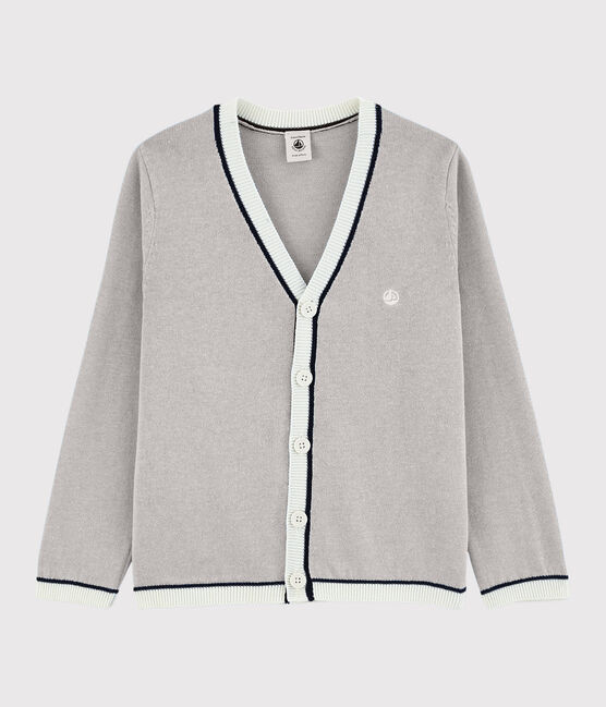 Kinder-Cardigan aus Baumwoll-Jersey für Jungen grau POUSSIERE CHINE
