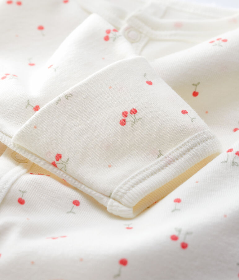 Baby-Kombi-Overall aus Bio-Baumwolle mit Kirschen-Motiv weiss/vielfarbig