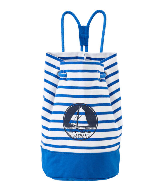 Jungen-Seesack aus schwerem Jersey weiss MARSHMALLOW/blau PERSE