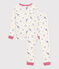 Kinder-Pyjama aus Baumwolle mit eng anliegenden Beinen und Muster weiss MARSHMALLOW/weiss MULTICO