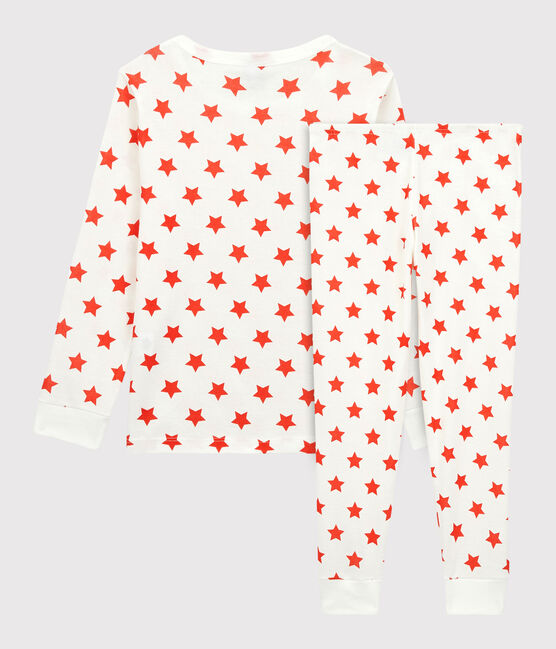 Kinderpyjama aus Bio-Baumwolle mit grafischem Printmuster weiss MARSHMALLOW/ SPICY