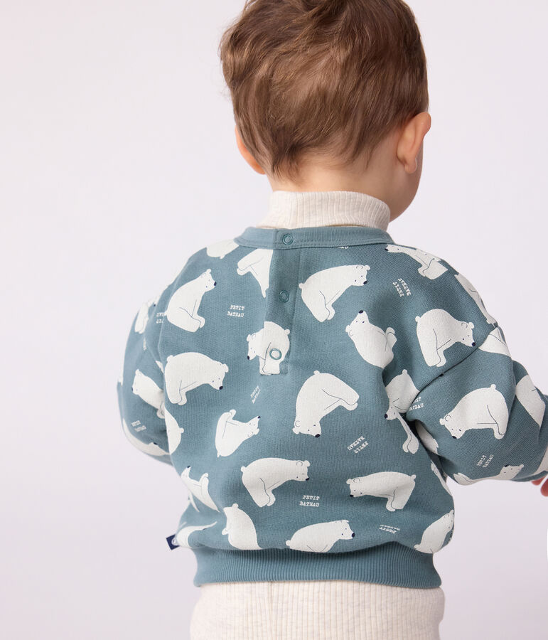 Baby-Sweatshirt aus Baumwolle mit B&auml;rmotiv blau/vielfarbig