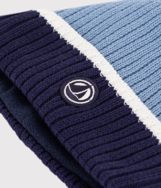 Kinder-Strickmütze mit Fleece gefüttert ADRIATIC/ MARSHMALLOW