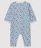 Baby-Strampler mit blauen Sternen ohne Fuß aus Doppeljersey weiss MARSHMALLOW/blau MAJOR
