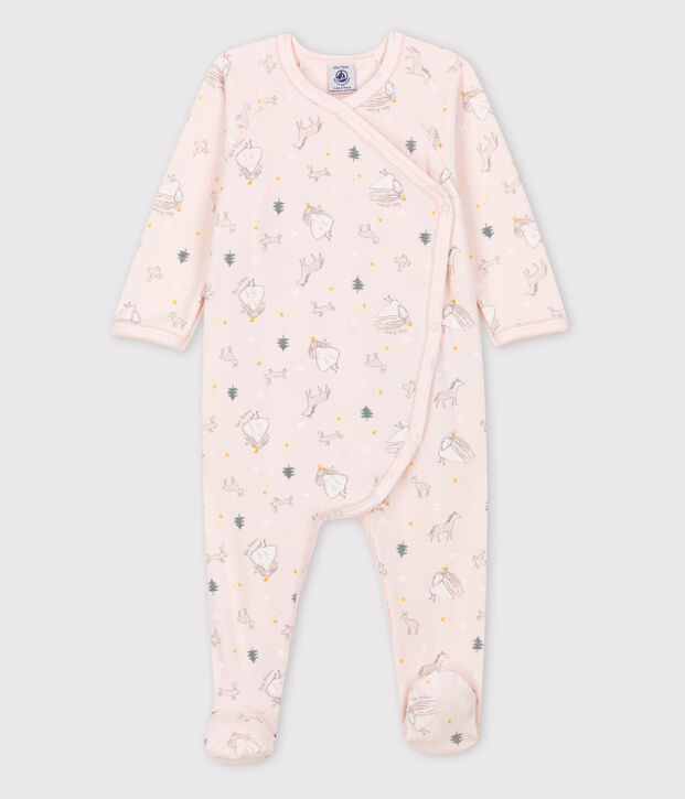 Baby-Strampler aus Bio-Baumwoll-Velours mit Prinzessin-Motiv rosa/vielfarbig