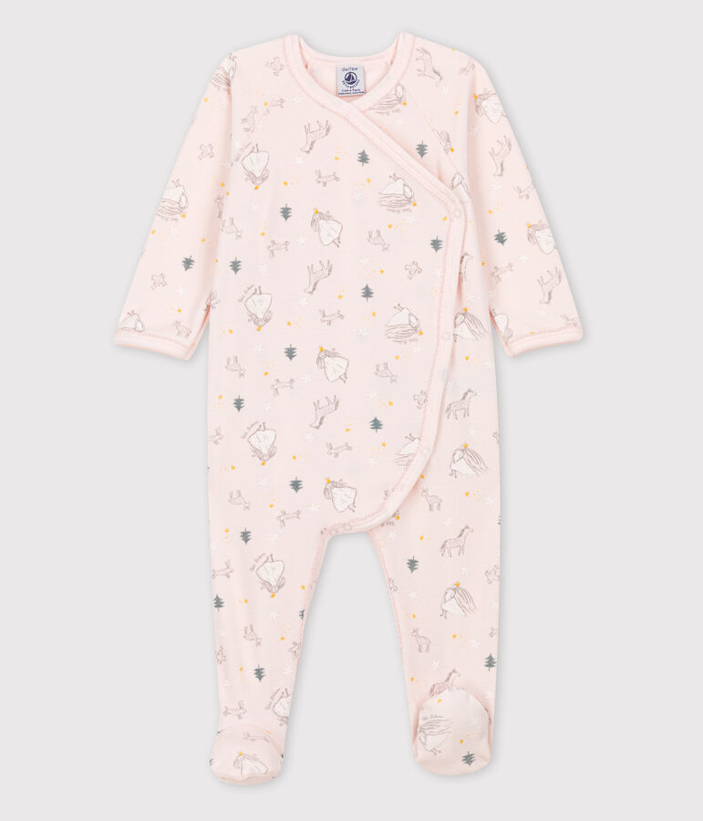 Baby-Strampler aus Bio-Baumwoll-Velours mit Prinzessin-Motiv rosa/vielfarbig