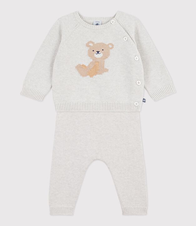 2-teiliges Baby-Set aus Baumwollstrick mit Teddyb&auml;rmuster MONTELIMAR CHINE