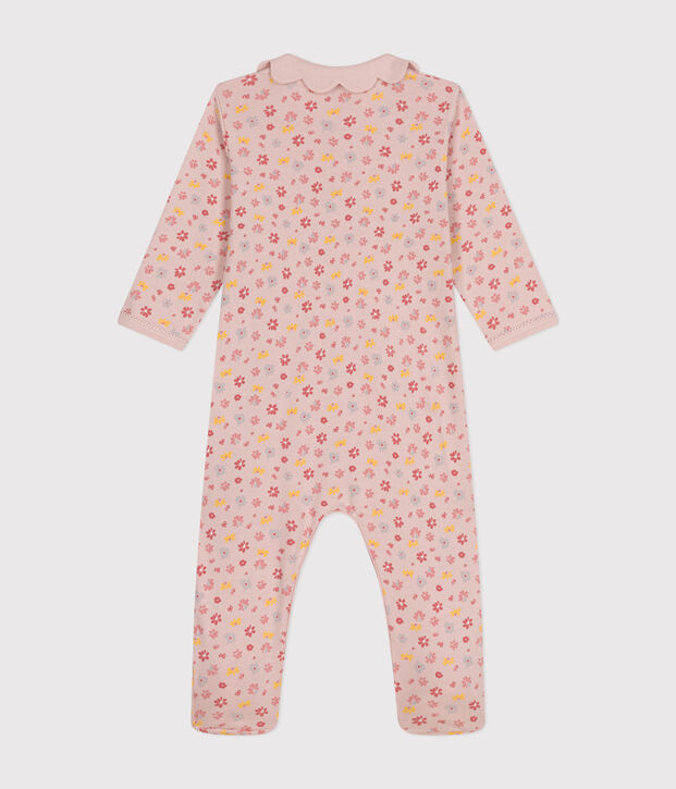 Gebl&uuml;mter Baby-Pyjama aus Baumwolle rosa/vielfarbig