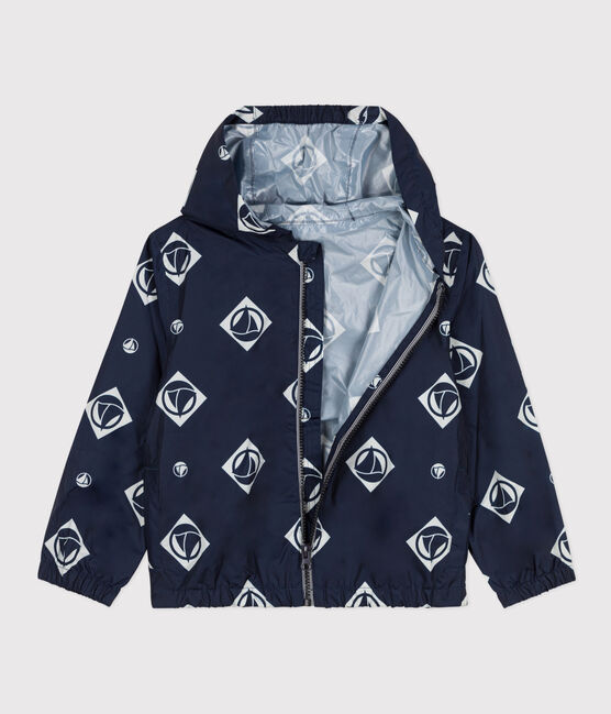 Kinder-Windjacke aus recycltem Material blau MEDIEVAL/weiss MARSHMALLOW