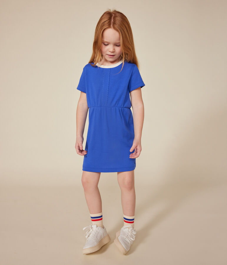 Kurz&auml;rmeliges Kinder-Kleid aus Baumwolle f&uuml;r M&auml;dchen blau CALVIN