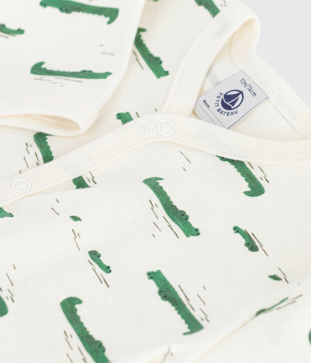 Strampler ohne F&uuml;&szlig;chen aus bedruckter Baumwolle naturfarben/vielfarbig