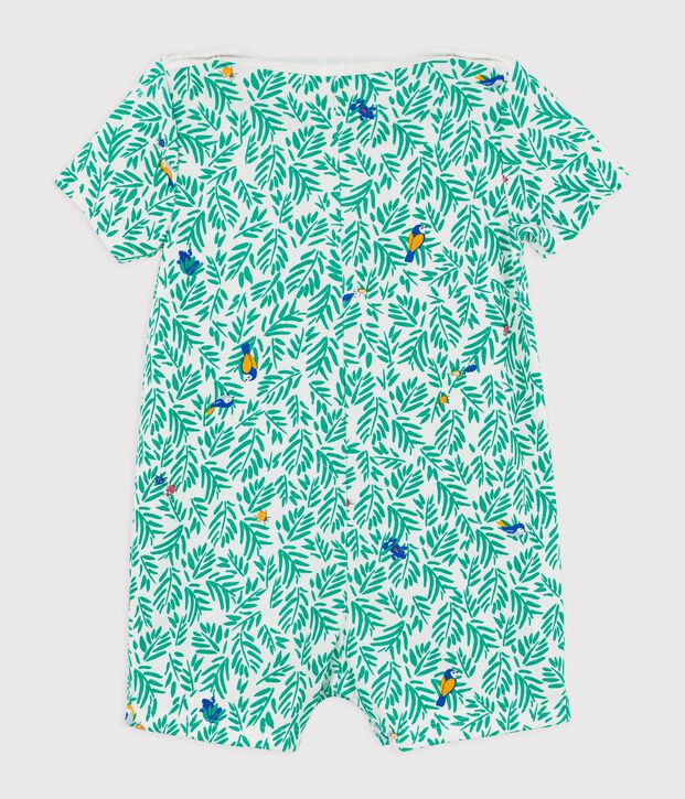 Baby-Kurzoverall aus Baumwolle. weiss/vielfarbig