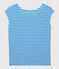 Gestreiftes Damen-T-Shirt aus Leinen blau MYKONOS/weiss MARSHMALLOW